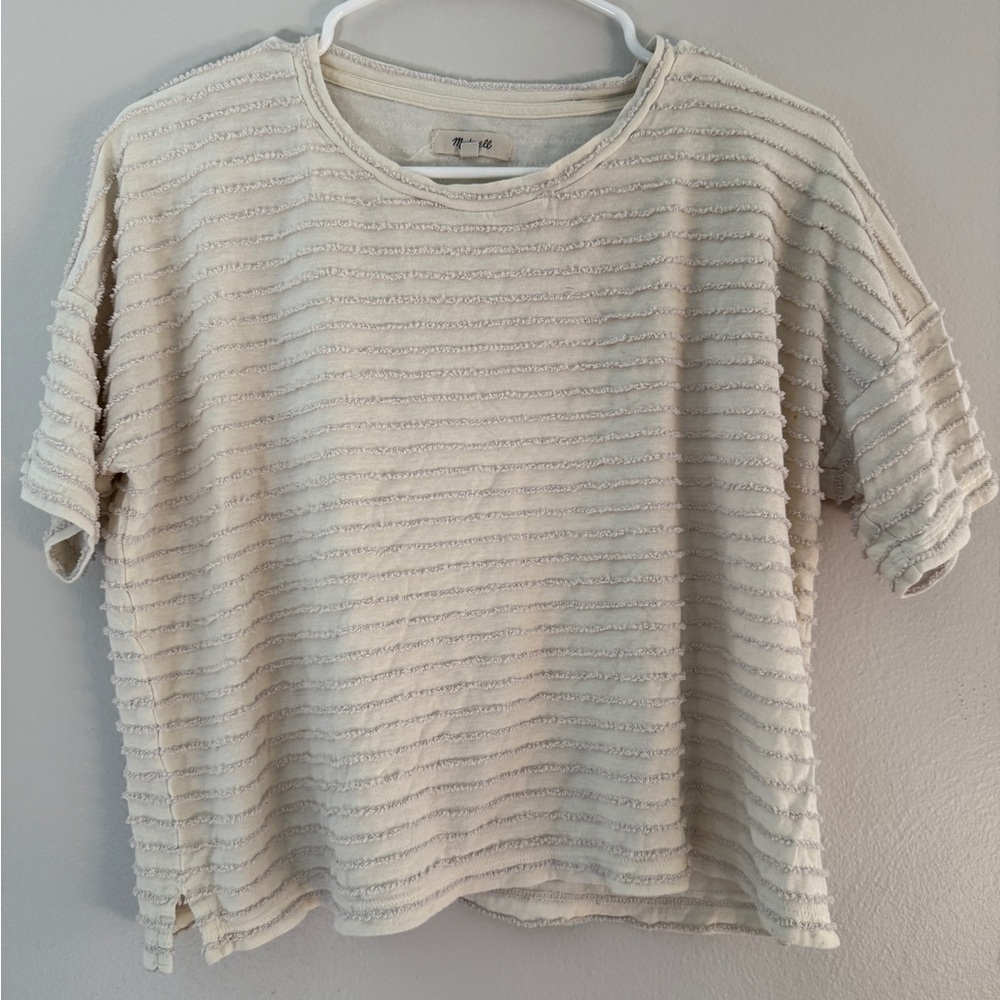 Madewell Cream Textured Knit Top